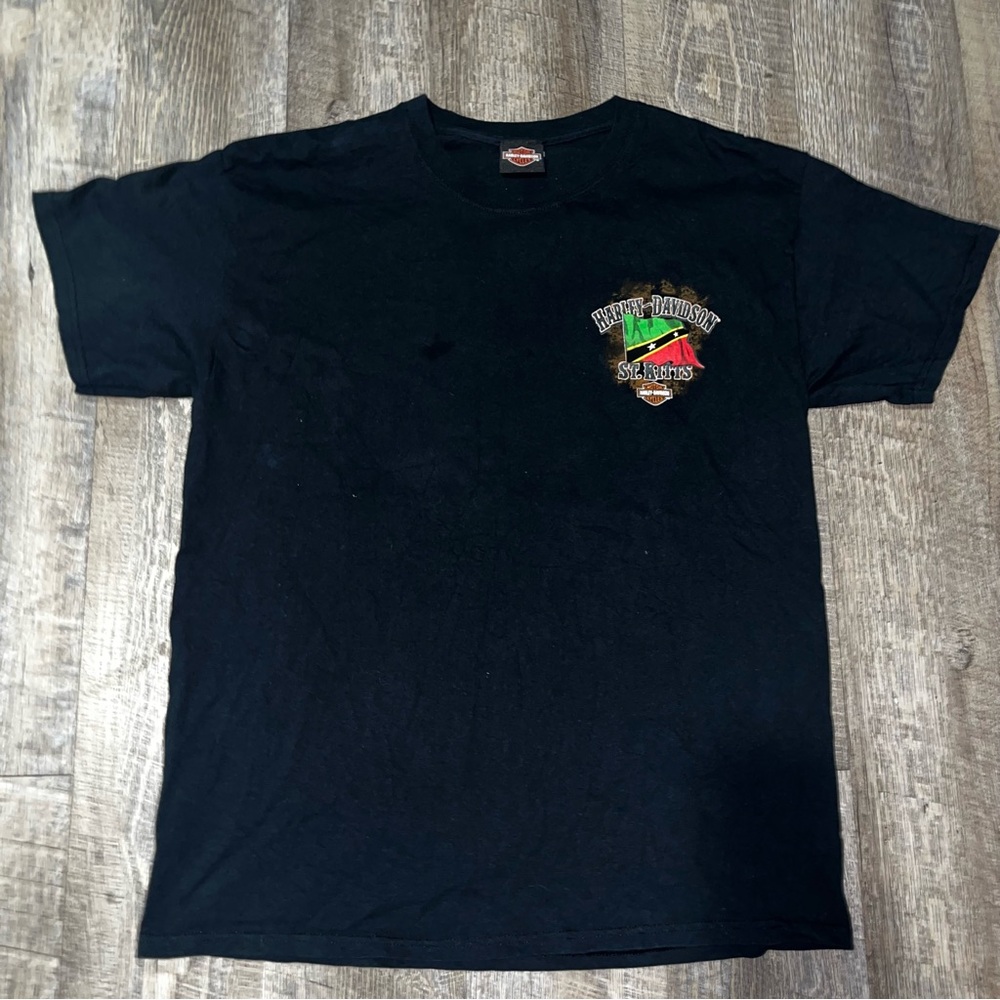 Harley-Davidson St.Kitts Black Tee Double Sided Size Large‎